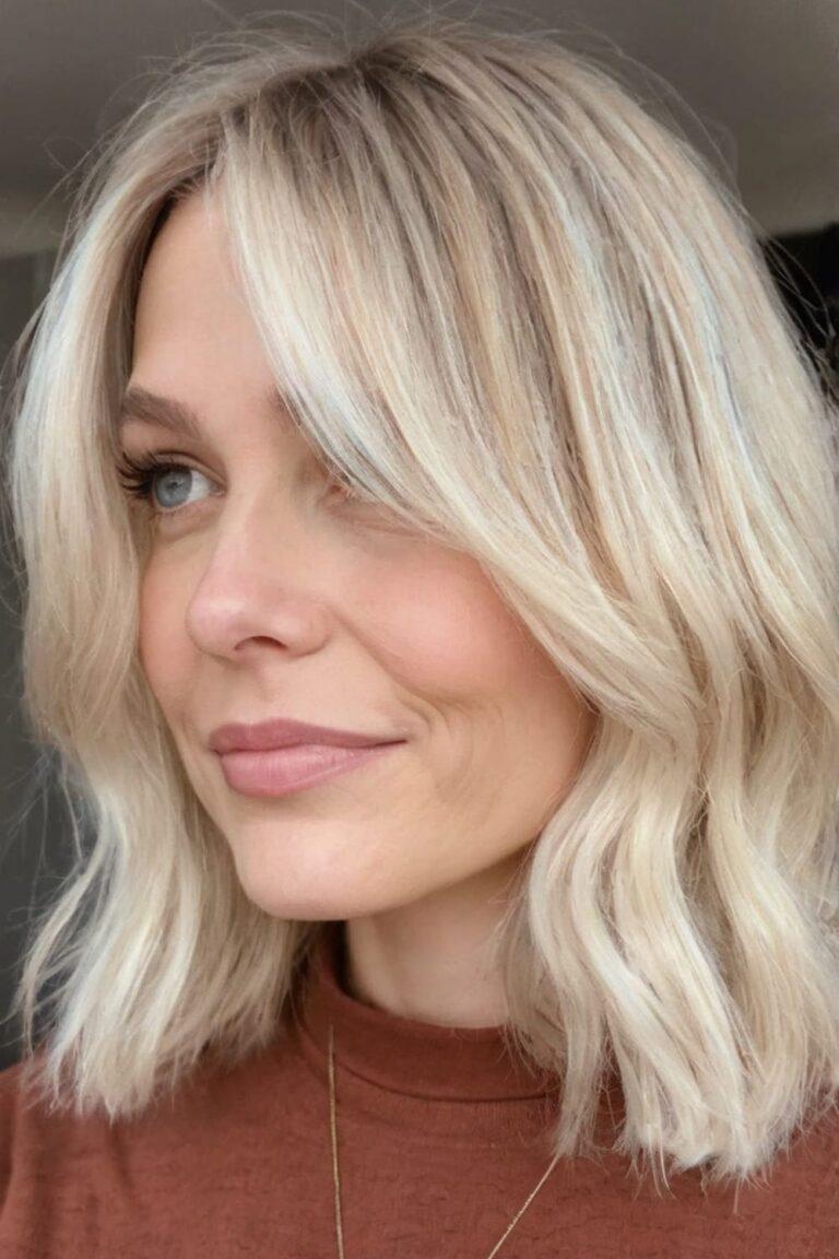 Schouderlang haar met curtain bangs