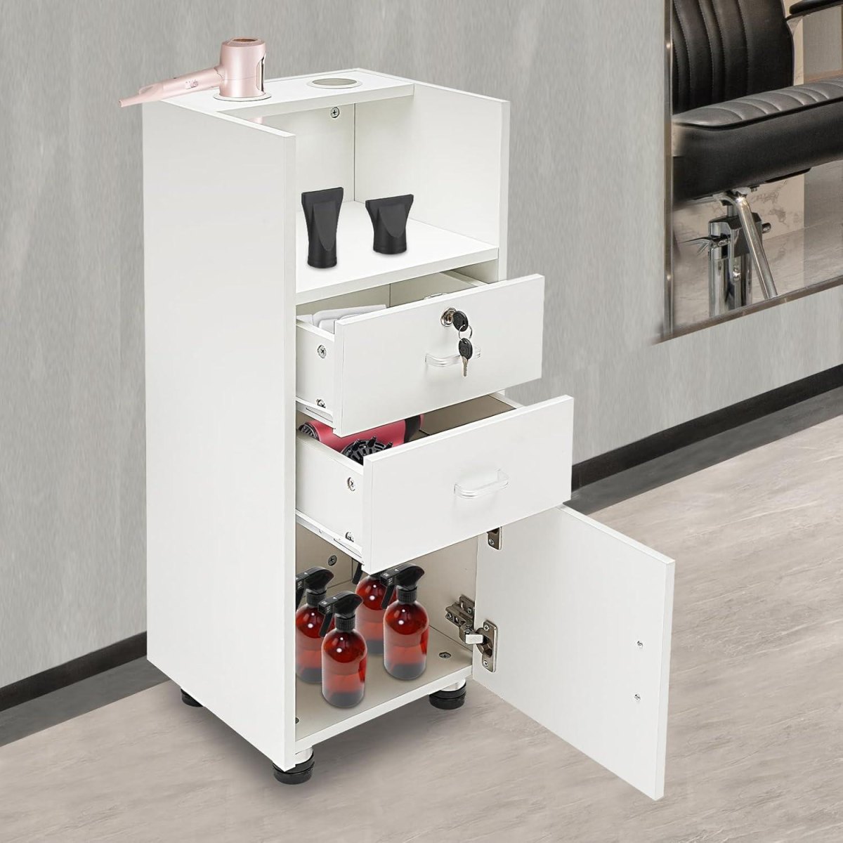 Opbergruimte haarproducten salon
