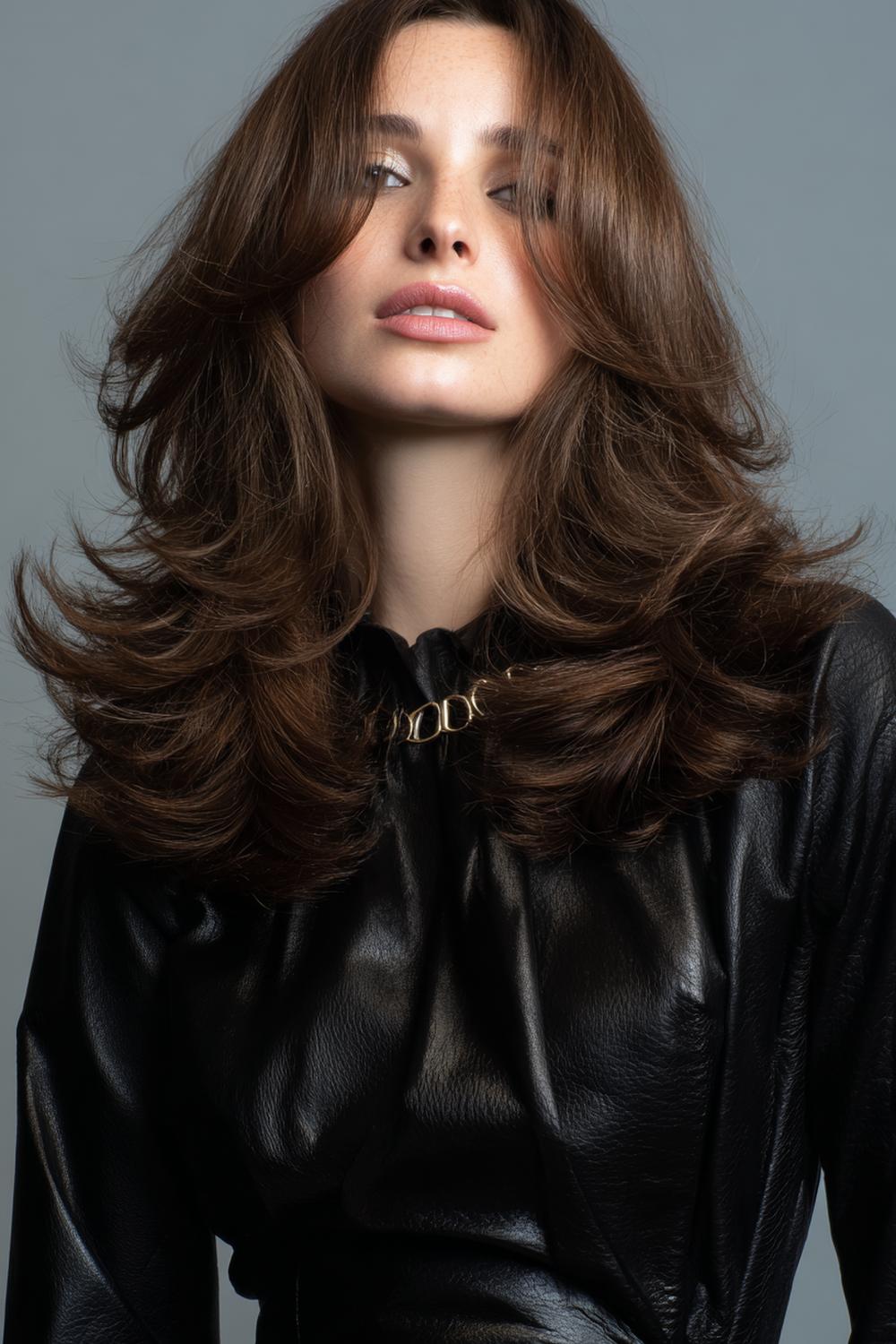 13. Tijdloze lange lagen met luchtige face-framing en glanzende lengtes