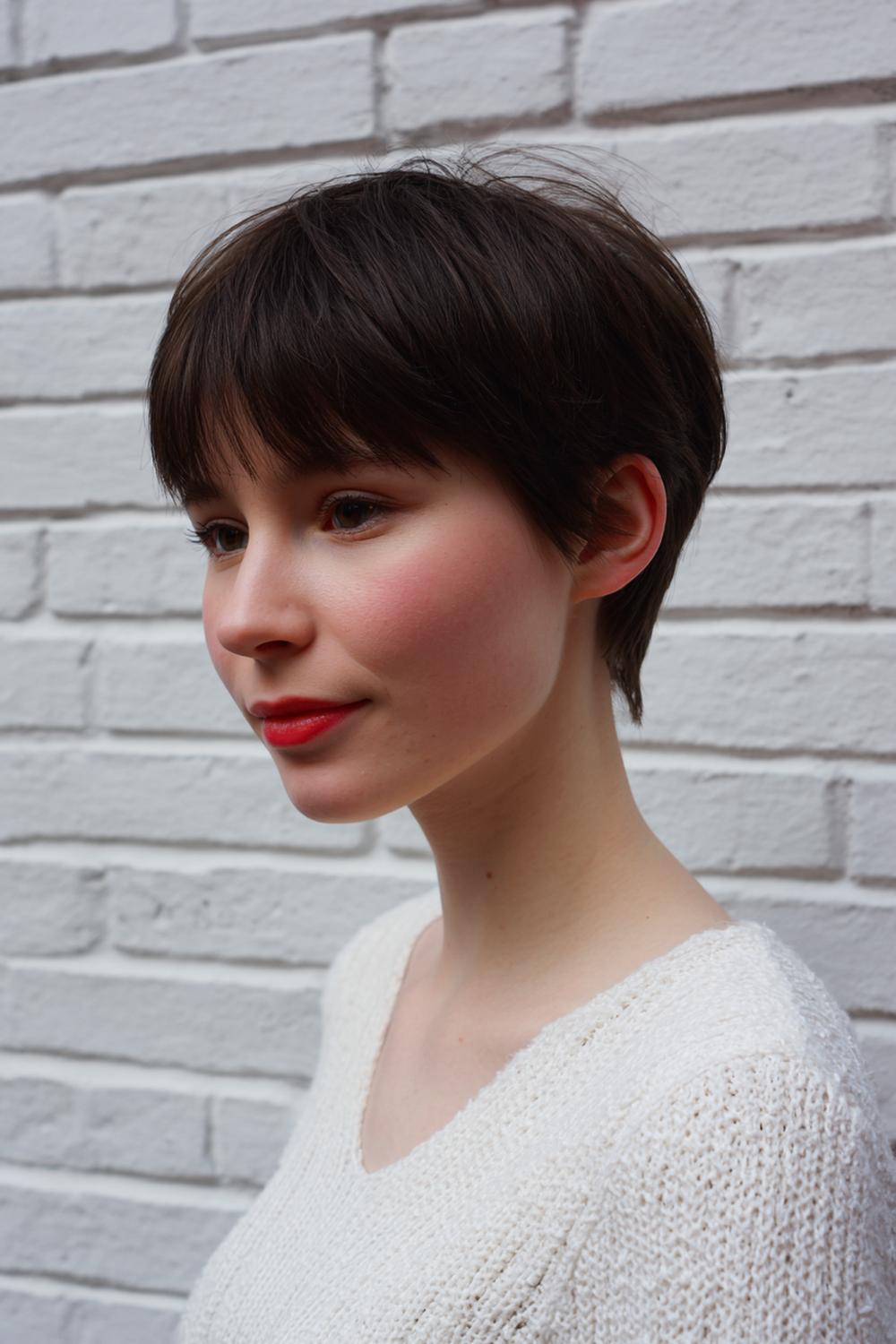 7. Tijdloze pixie met zijwaartse pony en luchtige kruintextuur