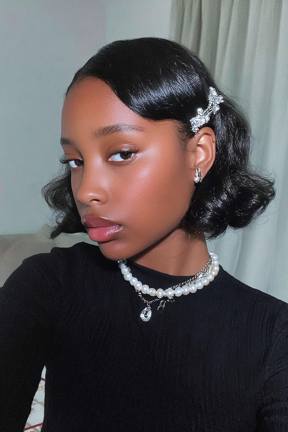 1. TikTok Haar Trends 2026: Glossy Micro Bob met Glass Hair Finish