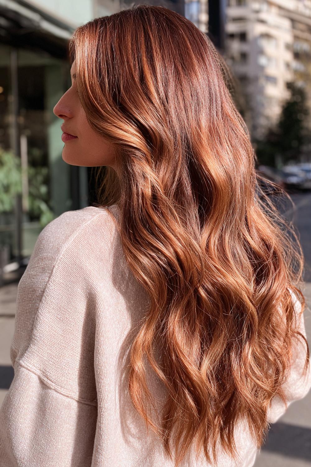 16. TikTok Haar Trends 2026: Soft Copper Balayage met Zonlichtreflectie