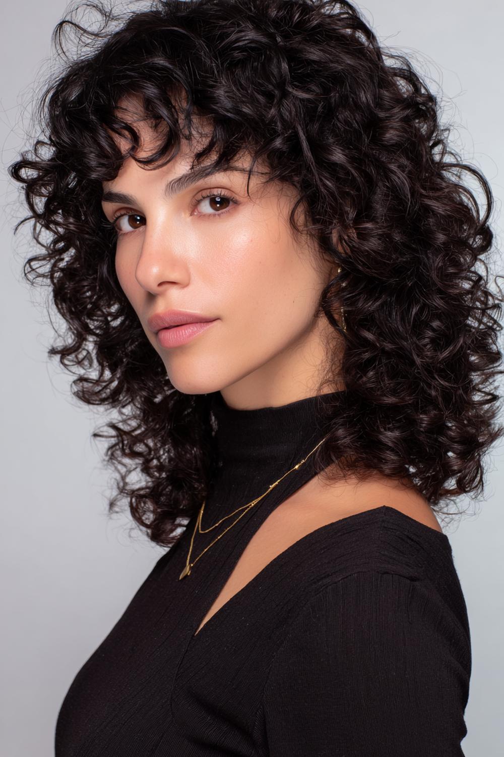 15. Trendy Haarideeën 2026: Krullende shag met gedefinieerde ringlets en lagen