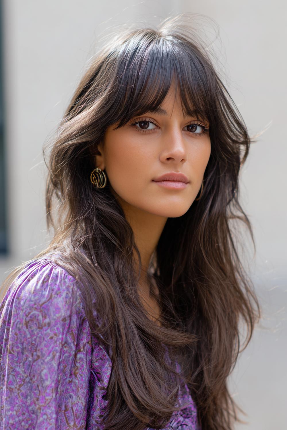 2. Trendy Haarideeën 2026: Luchtige curtain bangs met lange lagen