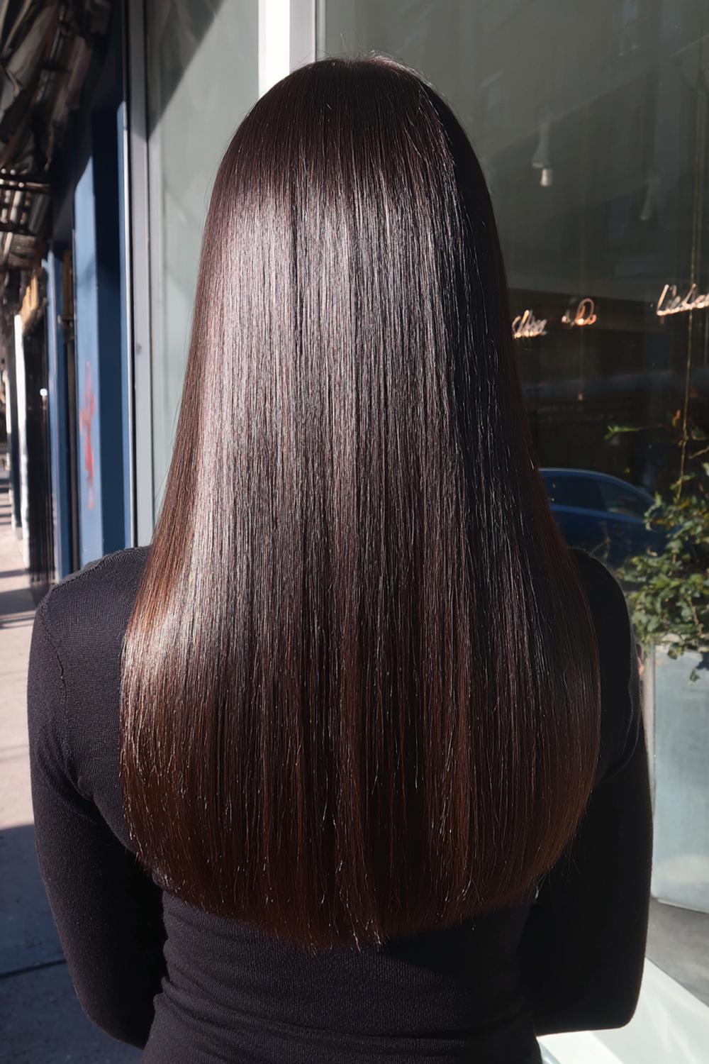 20. Trendy Haarideeën 2026: Rechte ‘glass hair’ met laser-scherpe punten