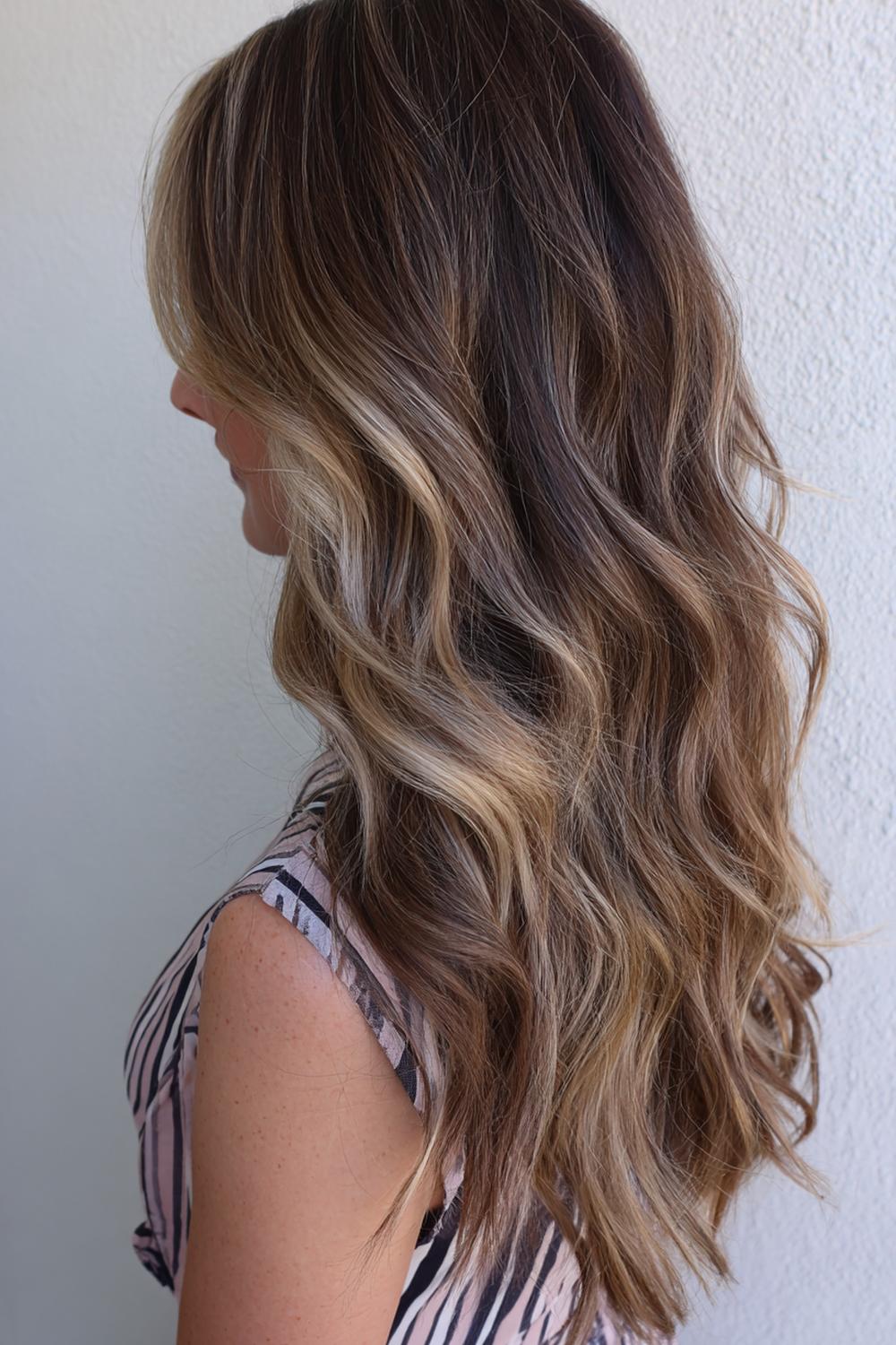21. Trendy Haarideeën 2026: Zachte beach waves met dimensionale highlights