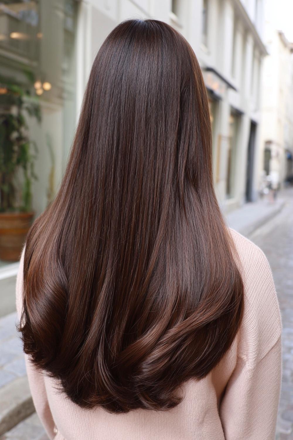 9. Trendy Haarideeën 2026: Lange U-vorm met polijste punten