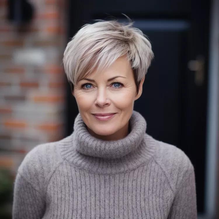 Trendy kort kapsel vrouw boven 50