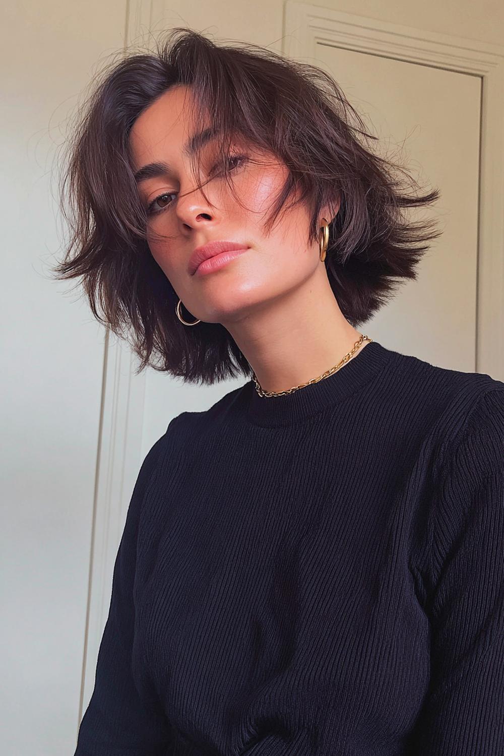 16. Verjongende kapsels voor vrouwen: choppy bob met getextureerde uiteinden en matte finish