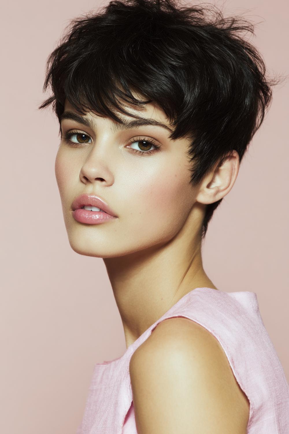 3. Verjongende kapsels voor vrouwen: korte pixie met lange kruin en zachte contouren