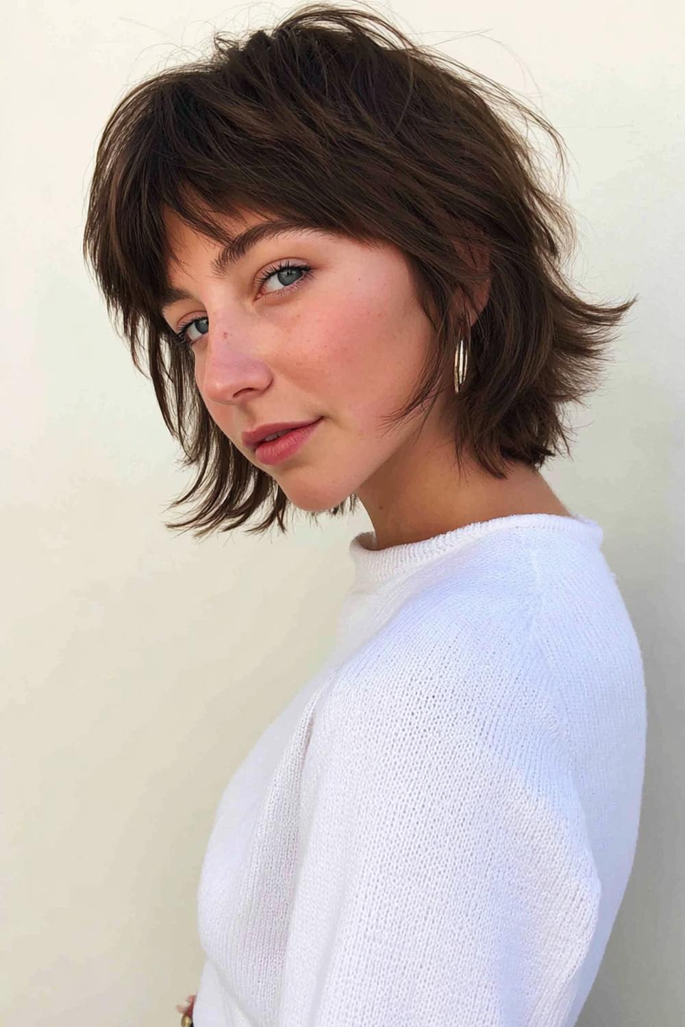 5. Verjongende kapsels voor vrouwen: shaggy bob met luchtige laagjes en speelse punten