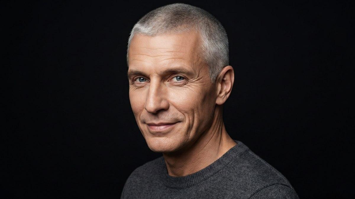 Verzorgde buzz cut bij man boven de 50