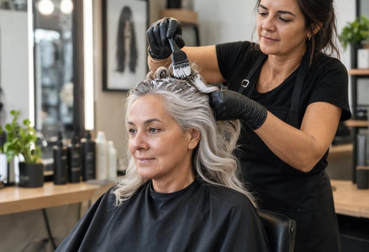 Kapper verft grijs haar professioneel