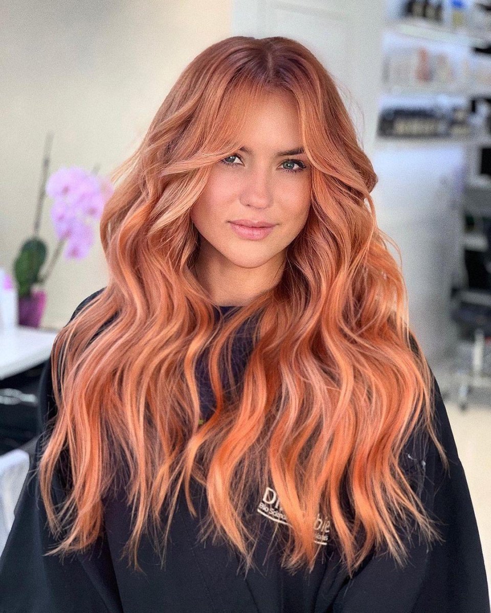Perzik koper haar pastel