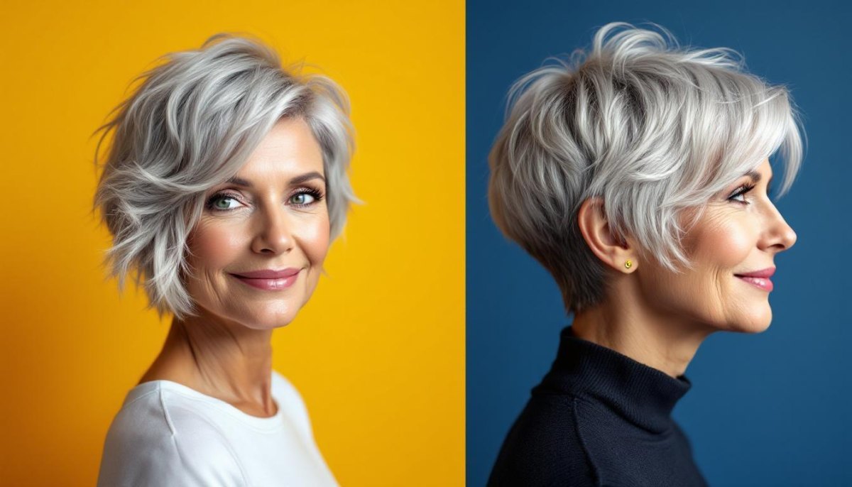 Modern zilverkleurig haar kapsel